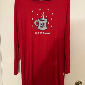Life Is Good Red Pajama Top with Mug Design